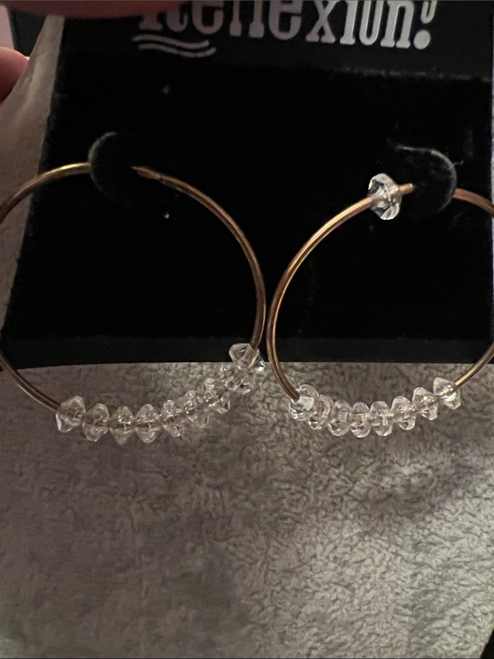 Reflexions Gold-Tone Hoop Earrings with Clear Crystal Accents